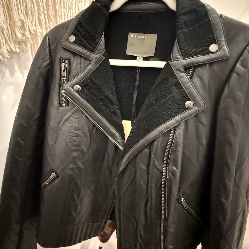 BNWT MUUBAA Black Genuine Leather Jacket
